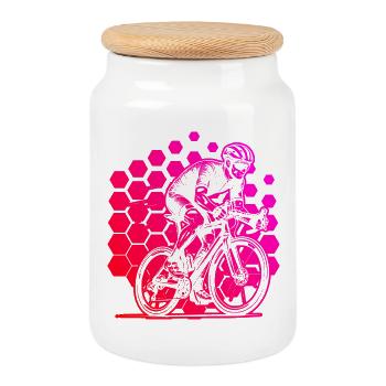 Klare Roadbike Botschaft - Keksdose mit Holzdeckel - Weiß - Vorne