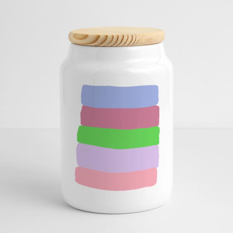 Pastellstreifen-Stack Keksdose mit Holzdeckel