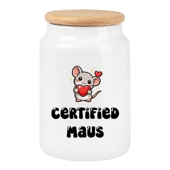 Certified Maus - Keksdose mit Holzdeckel - Weiß - Vorne