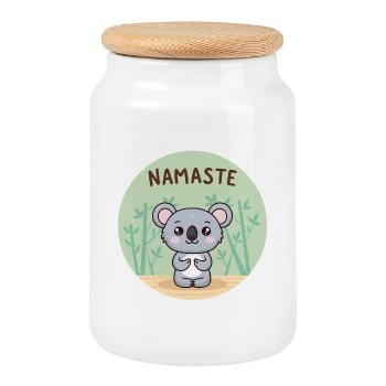 Koala Namaste Zen Circle - Cookie Jar with Wooden Lid - white - Front