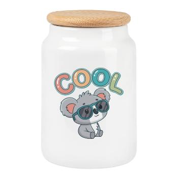 Koala Cool Pastell-Gläser - Keksdose mit Holzdeckel - Weiß - Vorne