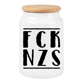 Fck Nzs - Keksdose mit Holzdeckel - Weiß - Vorne