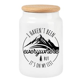 I Haven’t Been Everywhere But It’s On My List - Cookie Jar with Wooden Lid - white - Front