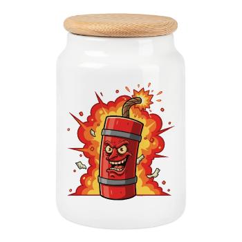 Knallendes Dynamit Cartoon - Keksdose mit Holzdeckel - Weiß - Vorne