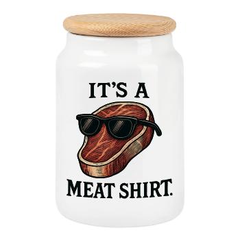 Fleisch mit Sonnenbrille Shirt - Keksdose mit Holzdeckel - Weiß - Vorne