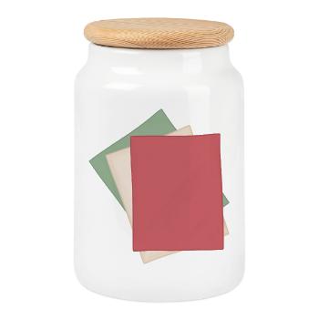 Pastellpapier Stapel - Keksdose mit Holzdeckel - Weiß - Vorne
