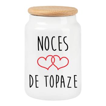 Topaz Wedding 44 Years of Marriage - Cookie Jar with Wooden Lid - white - Front