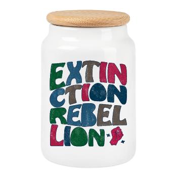 Extinction rebellion retro - Cookie Jar with Wooden Lid - white - Front