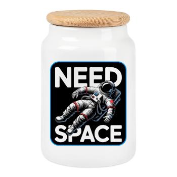 Besoin d’astronaute spatial - Boîte à biscuits avec couvercle en bois - blanc - Devant