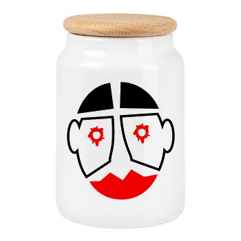 Motif du masque de clown du Carnaval d’Halloween - Boîte à biscuits avec couvercle en bois - blanc - Devant