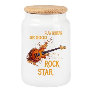 Si je pouvais jouer de la guitare aussi bien que je peux boire de la bière - Boîte à biscuits avec couvercle en bois - blanc - Devant