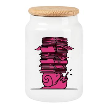 Snail Files Office Colorful - Cookie Jar with Wooden Lid - white - Front