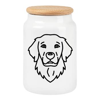 Chef Golden Retriever - Boîte à biscuits avec couvercle en bois - blanc - Devant