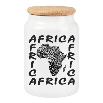 Afrique _continent_silhouette _wild_animal_skin_ - Boîte à biscuits avec couvercle en bois - blanc - Devant