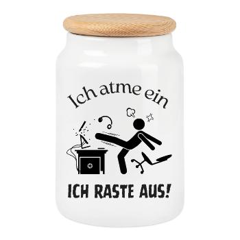 Frust im Büro - Keep calm - Keksdose mit Holzdeckel - Weiß - Vorne