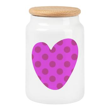 Motif Points de cœur Amour Amour Joie de vivre - Boîte à biscuits avec couvercle en bois - blanc - Devant