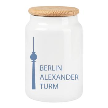 Lustiger Berlin Fernsehturm Parodie Minimal  - Keksdose mit Holzdeckel - Weiß - Vorne