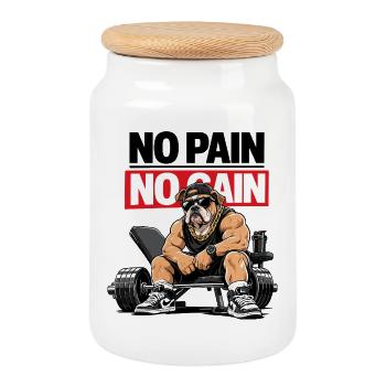 Pouvoir de salle de sport du Bulldog No Pain - Boîte à biscuits avec couvercle en bois - blanc - Devant