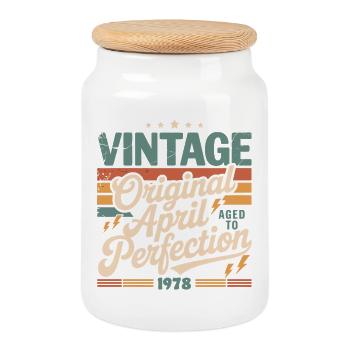 April 1978 Jahrestag April 1978 Geschenk 1978 - Keksdose mit Holzdeckel - Weiß - Vorne