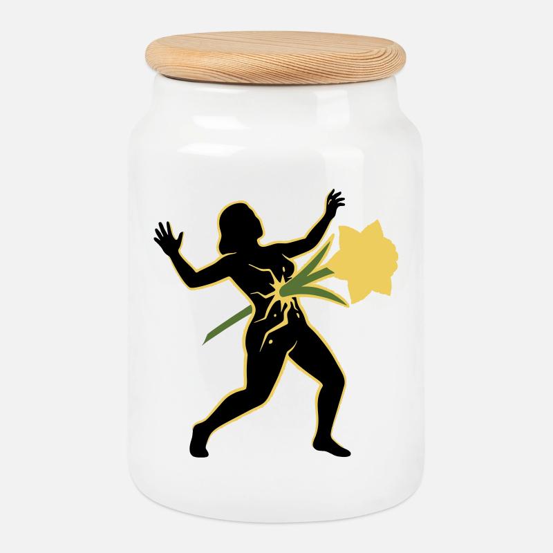 Tanz der Silhouette mit der Blume - Keksdose mit Holzdeckel - Weiß