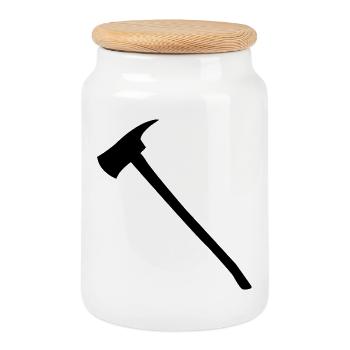 Hache de pompier - Boîte à biscuits avec couvercle en bois - blanc - Devant