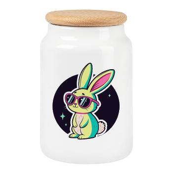 Bunny Neon Chic Sunglasses - Cookie Jar with Wooden Lid - white - Front