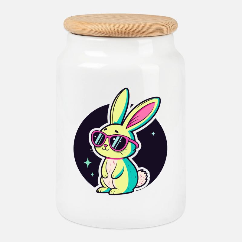 Bunny Neon Chic Sonnenbrillen - Keksdose mit Holzdeckel - Weiß