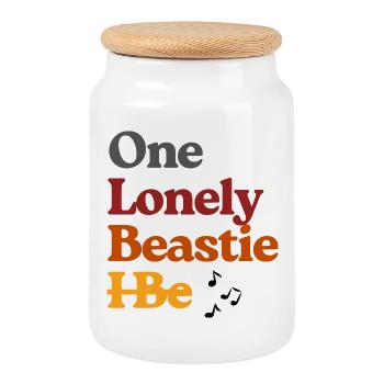 Ein einsames Biest-Tee Art - Keksdose mit Holzdeckel - Weiß - Vorne