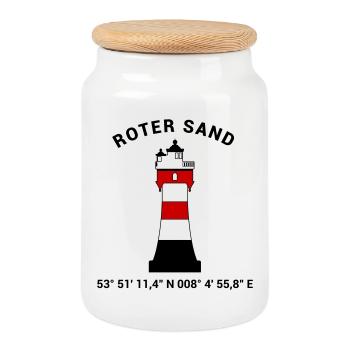 Leuchtturm Roter Sand - Maritim Nordsee Ostsee - Keksdose mit Holzdeckel - Weiß - Vorne
