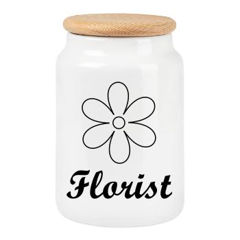 Artisan fleuriste logo floral épuré - Boîte à biscuits avec couvercle en bois - blanc - Devant