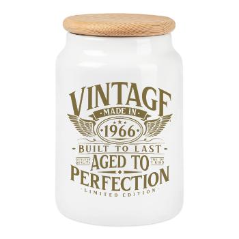 1966 Jahrgang geboren Vintage Geburtstag Geschenk - Keksdose mit Holzdeckel - Weiß - Vorne