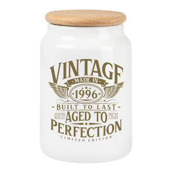 Vintage 1996 Jahrgang Geburtstag Retro Geschenk - Keksdose mit Holzdeckel - Weiß - Vorne