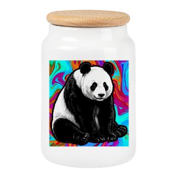 Panda - Keksdose mit Holzdeckel - Weiß - Vorne