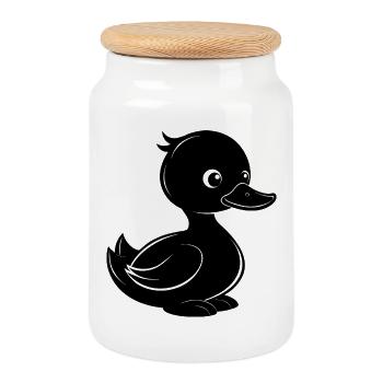 Petit canard - Boîte à biscuits avec couvercle en bois - blanc - Devant