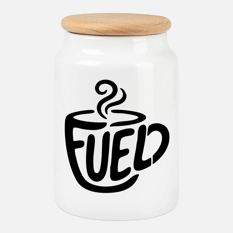 Coffee Fuel - Cookie Jar with Wooden Lid - white