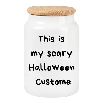 Halloween Costume - Cookie Jar with Wooden Lid - white - Front
