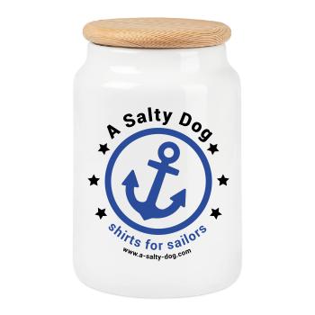 A Salty Dog - Shirt Hoodie Segeln Nordsee Ostsee - Keksdose mit Holzdeckel - Weiß - Vorne