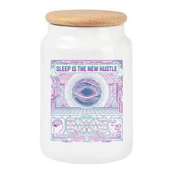 Hustle The Sleep - Keksdose mit Holzdeckel - Weiß - Vorne