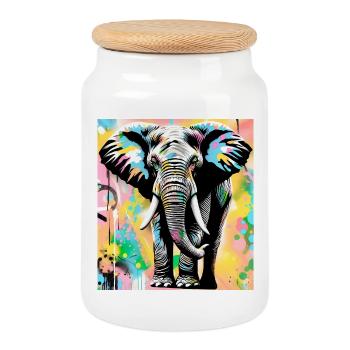 Elefant - Keksdose mit Holzdeckel - Weiß - Vorne
