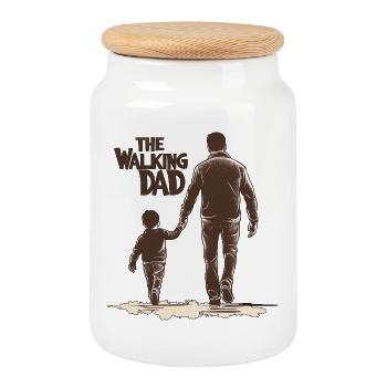 The walking dad - Cookie Jar with Wooden Lid - white - Front