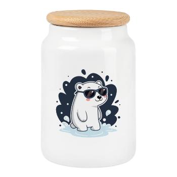 Polar Bear splash Goggles - Cookie Jar with Wooden Lid - white - Front