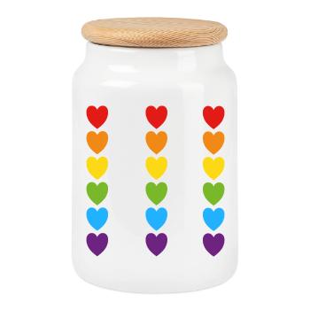 Cœurs arc-en-ciel de la fierté - Boîte à biscuits avec couvercle en bois - blanc - Devant