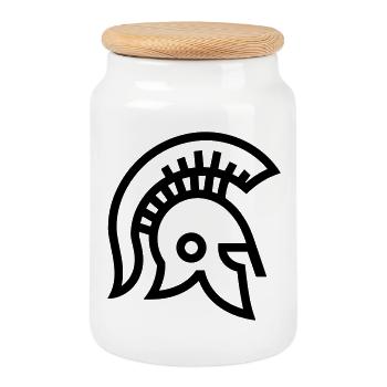 Spartanisch - Keksdose mit Holzdeckel - Weiß - Vorne