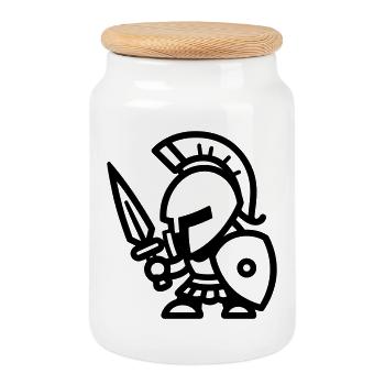 spartan - Boîte à biscuits avec couvercle en bois - blanc - Devant