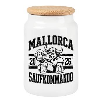 Malle 2026 Saufkommando Mallorca 2026 - Keksdose mit Holzdeckel - Weiß - Vorne