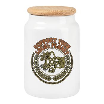 Soutenez votre planète locale - Boîte à biscuits avec couvercle en bois - blanc - Devant