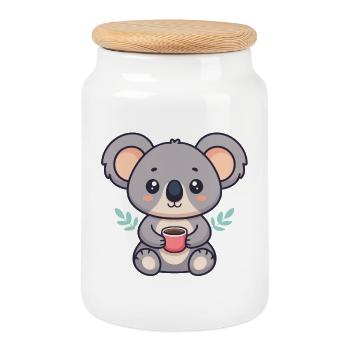 Koala Sweet Coffee - Cookie Jar with Wooden Lid - white - Front
