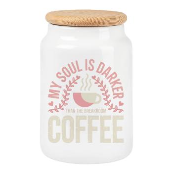 Café Soul Torréfié foncé - Boîte à biscuits avec couvercle en bois - blanc - Devant