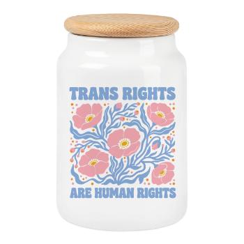 Mois de la fierté LGBT - Les droits des personnes trans sont des droits humains - Boîte à biscuits avec couvercle en bois - blanc - Devant