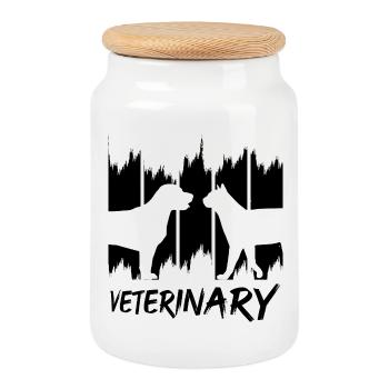 Veterinär - Keksdose mit Holzdeckel - Weiß - Vorne